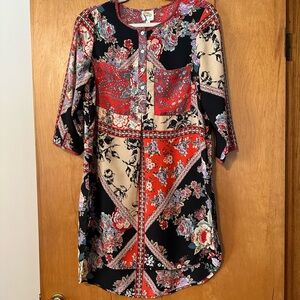 Fig and Flower Vibrant Floral Tunic